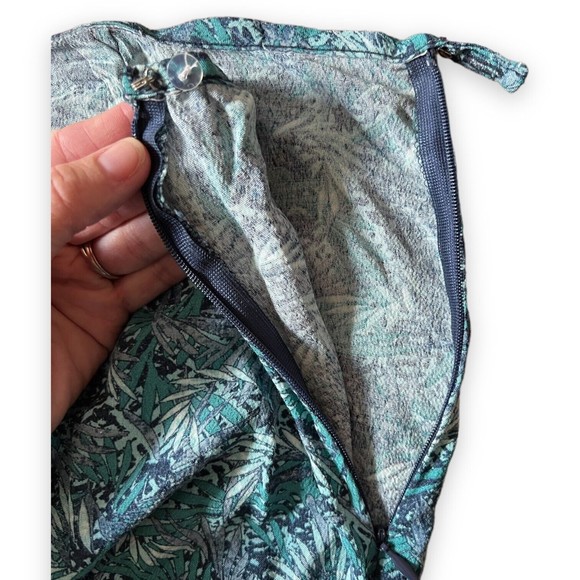 Christopher & Banks Long Skirt With Flounce Size 10 Blue Green Fern Side Zip - Picture 5 of 8